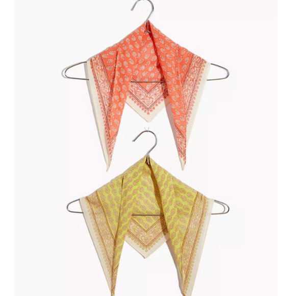 Madewell Accessories - Madewell Two-Pack Orange and Yellow Triangle Bandanas